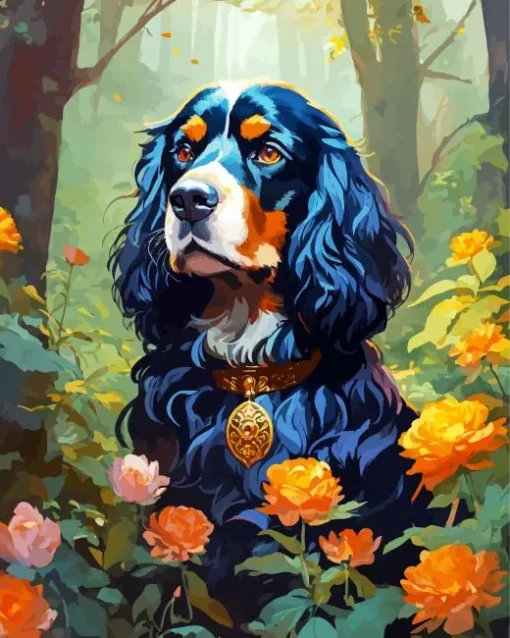 Black Irish Setter Dog Diamond Painting