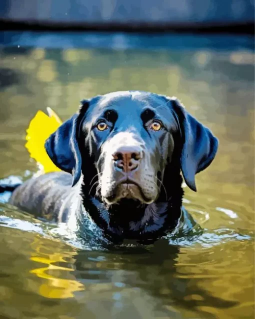 Black Labrador Swimming Diamond Painting