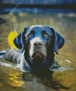 Black Labrador Swimming Diamond Painting