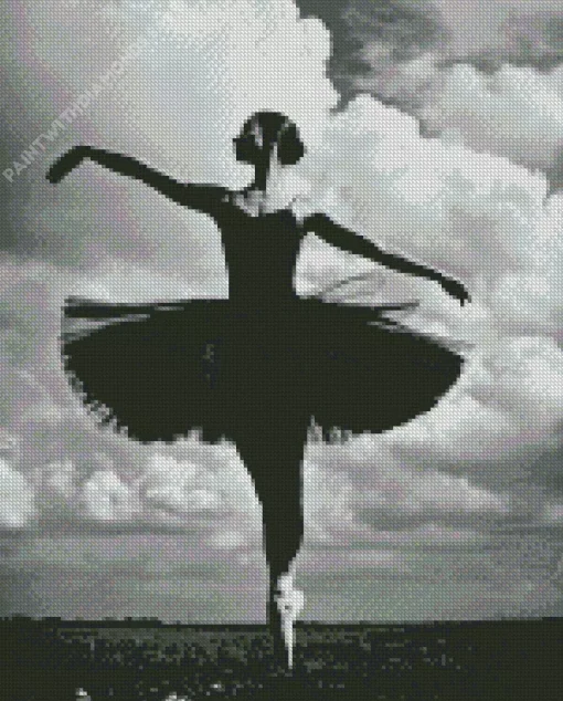 Black And White Ballet Girl Diamond Painting