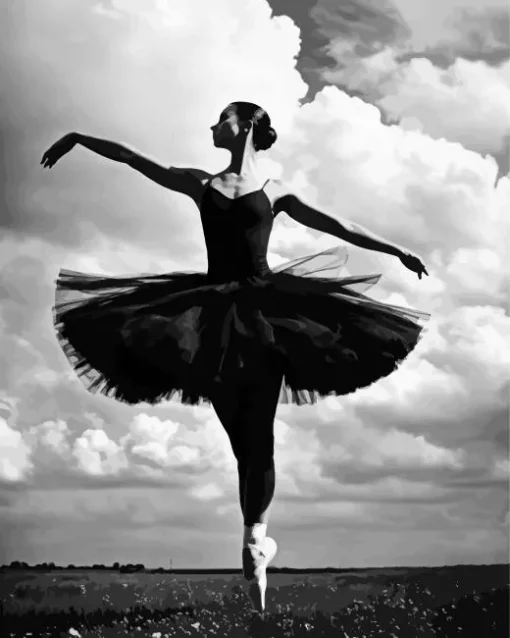 Black And White Ballet Girl Diamond Painting