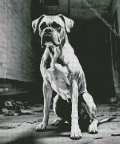 Black And White Boxer Dog Diamond Painting