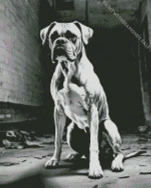 Black And White Boxer Dog Diamond Painting