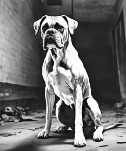 Black And White Boxer Dog Diamond Painting