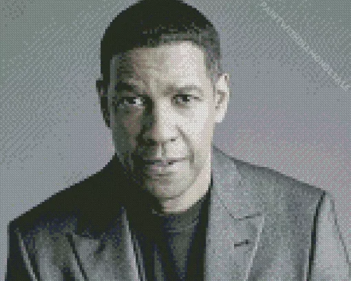 Black And White Denzel Washington Diamond Painting