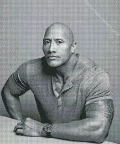 Black And White Dwayne Johnson Diamond Painting