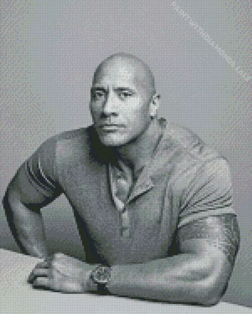 Black And White Dwayne Johnson Diamond Painting