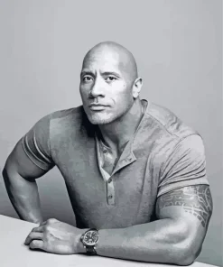 Black And White Dwayne Johnson Diamond Painting