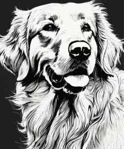 Black And White Golden Retriever Diamond Painting