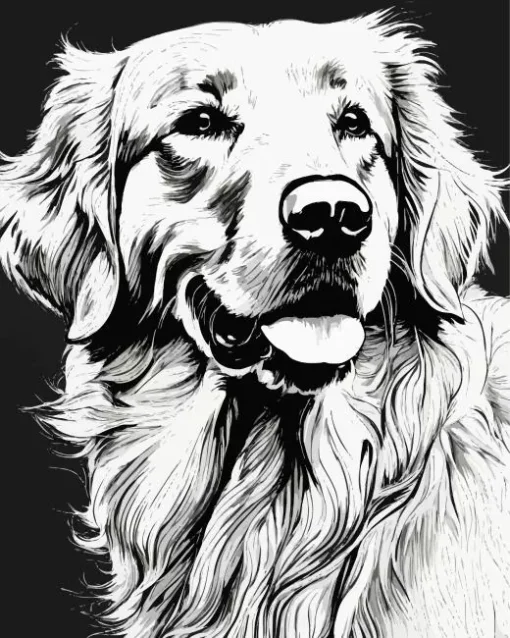 Black And White Great Pyrenees Diamond Painting