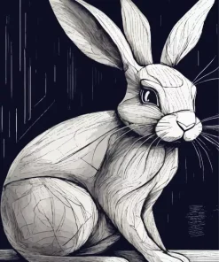 Black And White Hare Diamond Painting