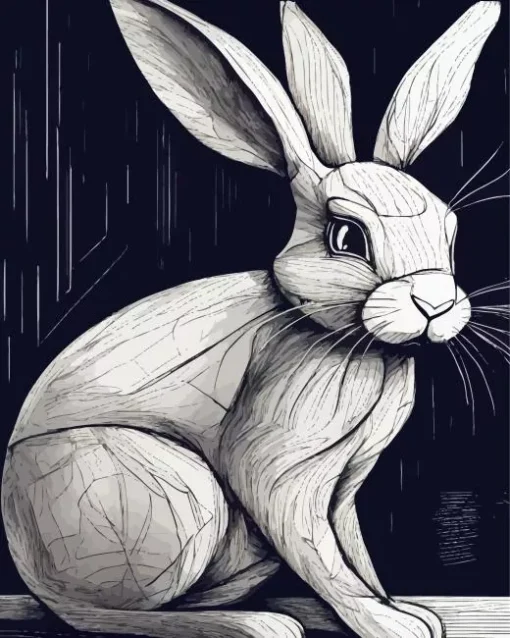 Black And White Hare Diamond Painting