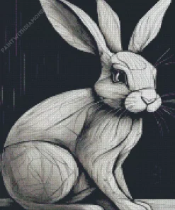 Black And White Hare Diamond Painting