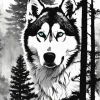 Black And White Husky Diamond Painting