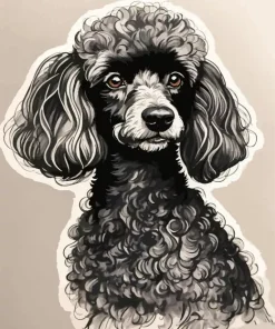 Black And White Labradoodle Dog Diamond Painting