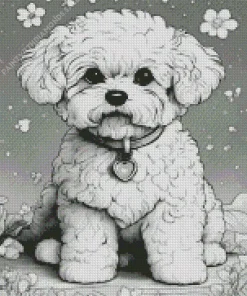 Black And White Maltese Diamond Painting