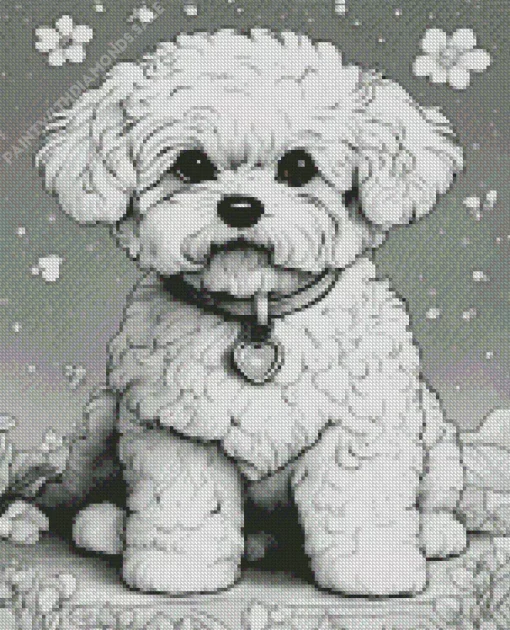 Black And White Maltese Diamond Painting