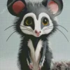 Black And White Opossum Diamond Painting