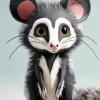 Black And White Opossum Diamond Painting