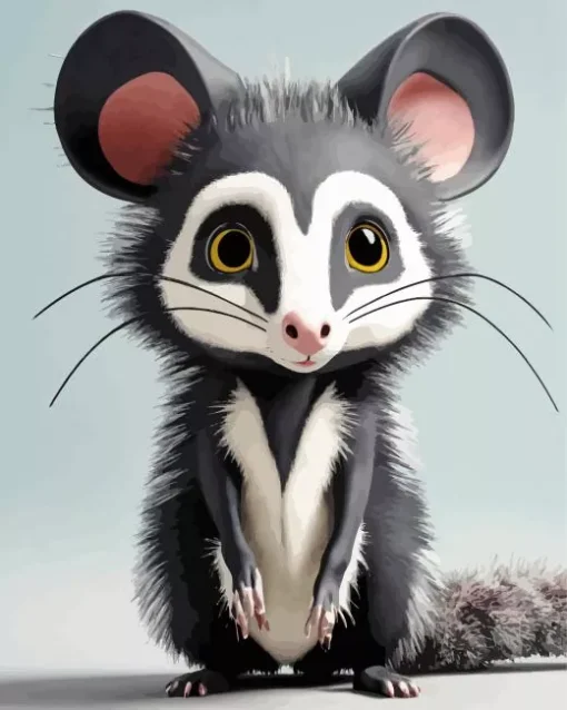 Black And White Opossum Diamond Painting