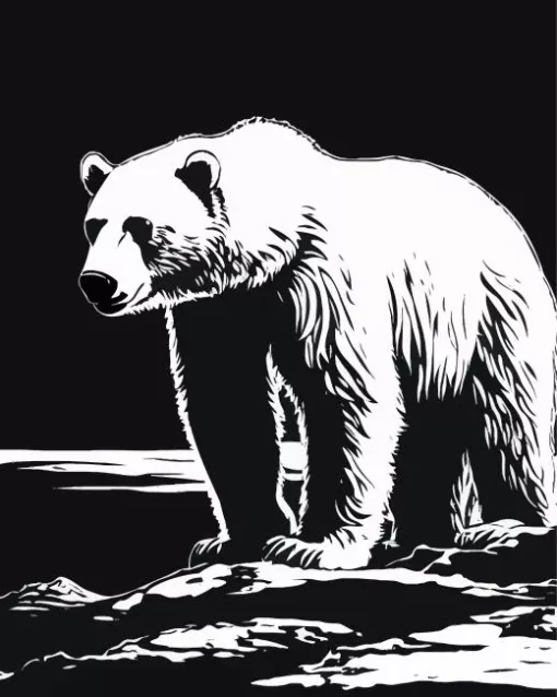 Black And White Polar Bear Diamond Painting