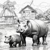 Black And White Rhinos Diamond Painting