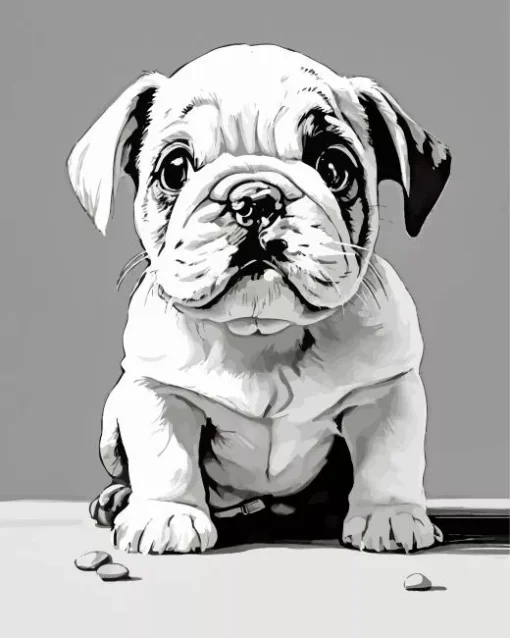 Black And White Bulldog Diamond Painting