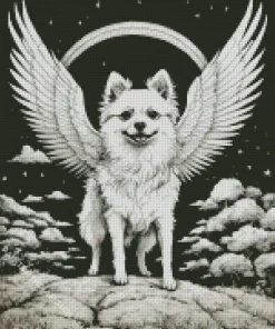 Black And White Japanese Spitz Diamond Painting