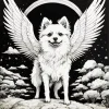 Black And White Japanese Spitz Diamond Painting