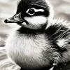 Black And White Little Duck Diamond Painting