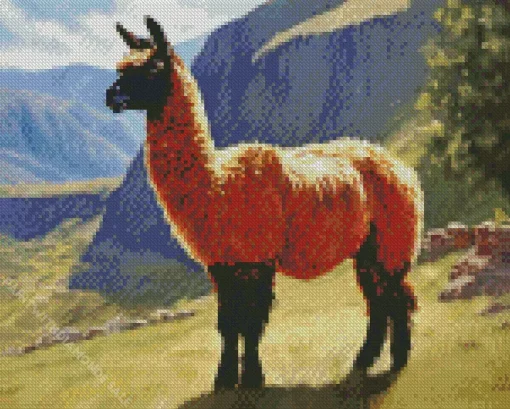 Black Face Alpaca Diamond Painting