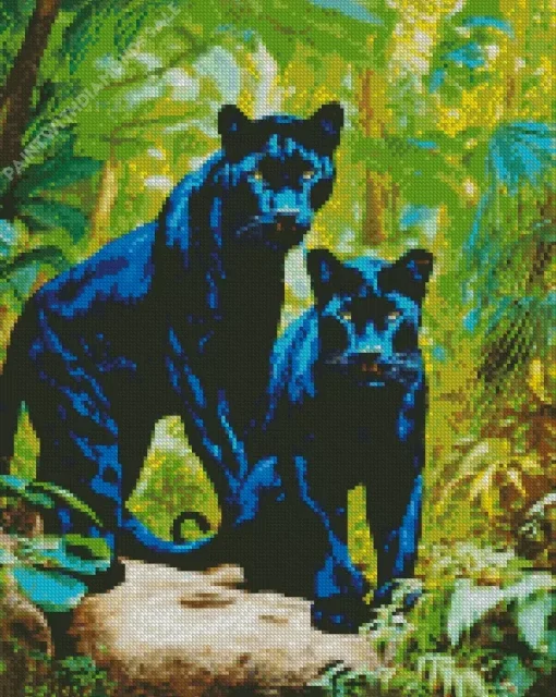 Black Panthers In The Jungle Diamond Painting