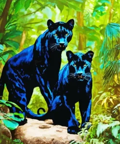 Black Panthers In The Jungle Diamond Painting