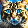 Blue Eyed Tabby Cat Diamond Painting