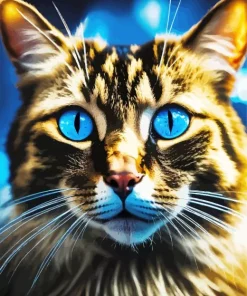 Blue Eyed Tabby Cat Diamond Painting