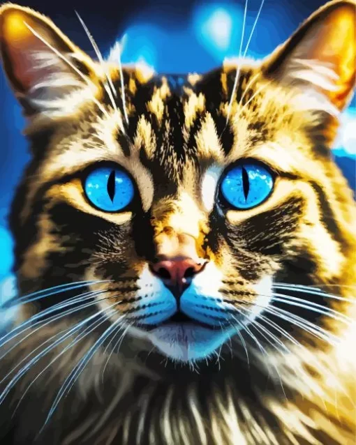 Blue Eyed Tabby Cat Diamond Painting