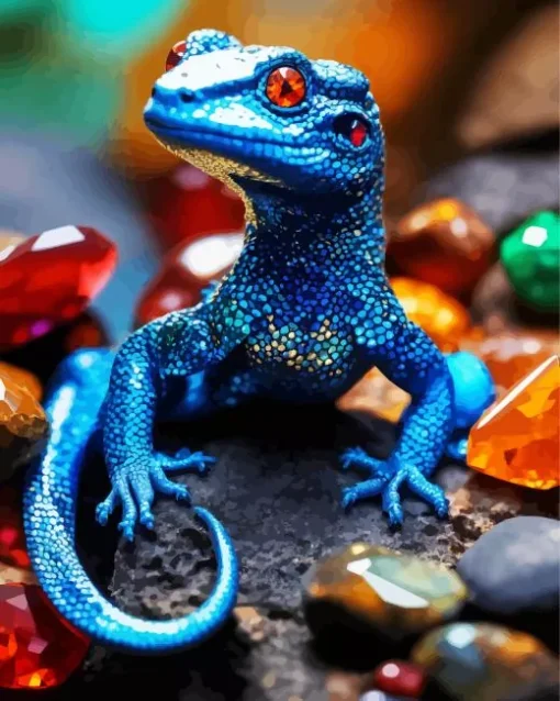 Blue Gecko Diamond Painting