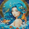 Blue Mermaid With Koi Fish Diamond Painting