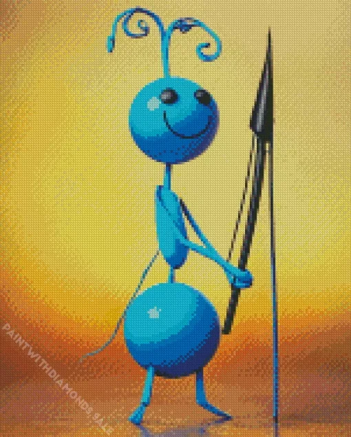 Blue Smiling Ant Diamond Painting