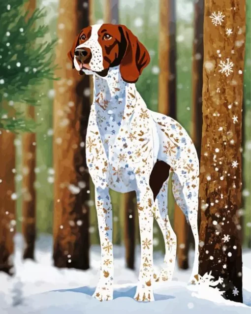 Brown And White German Shorthaired Diamond Painting