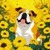 Bulldog In Sunflowers Diamond Painting