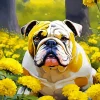 Bulldog In Yellow Flowers Diamond Painting