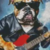 Bulldog Playing Electric Guitar Diamond Painting