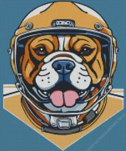 Bulldog With Helmet Diamond Painting