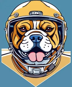 Bulldog With Helmet Diamond Painting