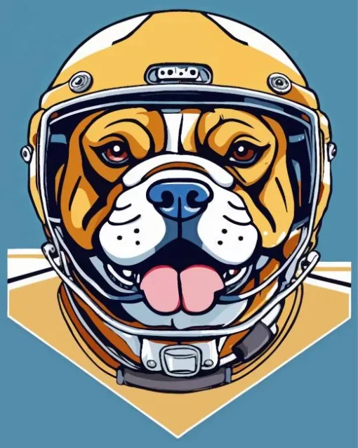 Bulldog With Helmet Diamond Painting