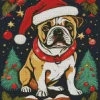 Bulldog With Santa Hat Diamond Painting