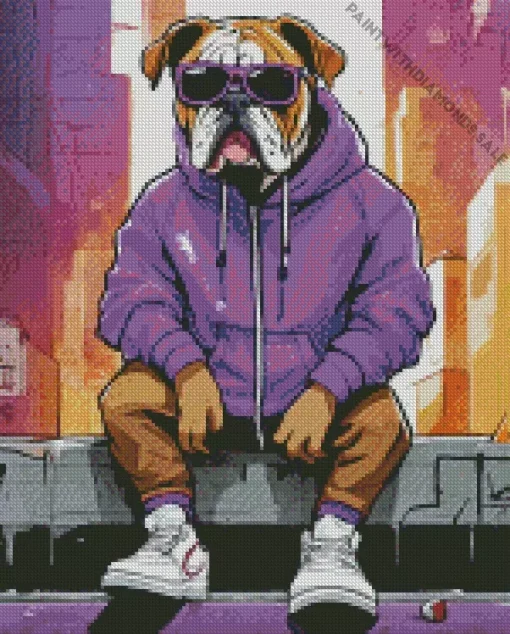 Bulldog With Sunglasses Diamond Painting