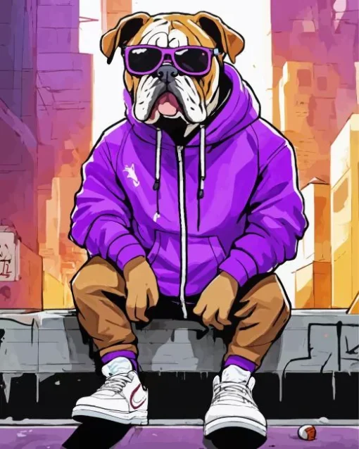 Bulldog With Sunglasses Diamond Painting