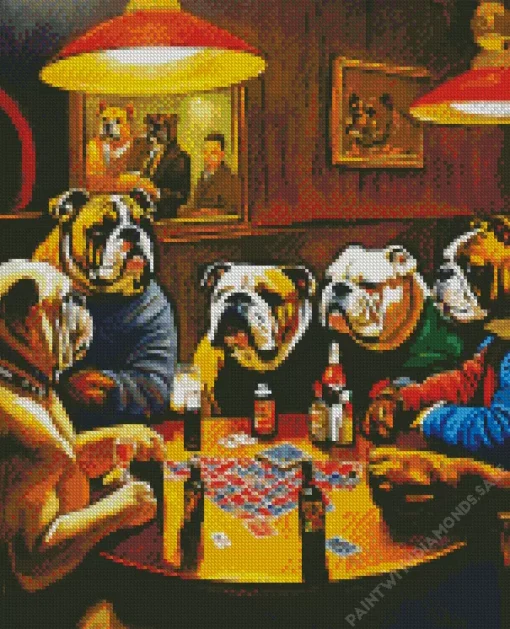 Bulldogs Playing Poker Diamond Painting